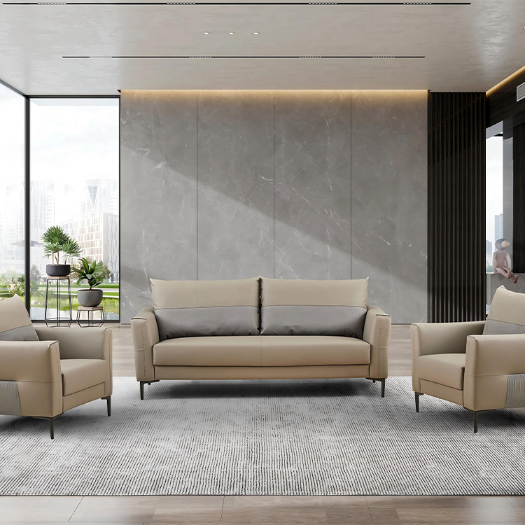 Home Office Furniture Sets - Modern Leather Office Sofa Set for