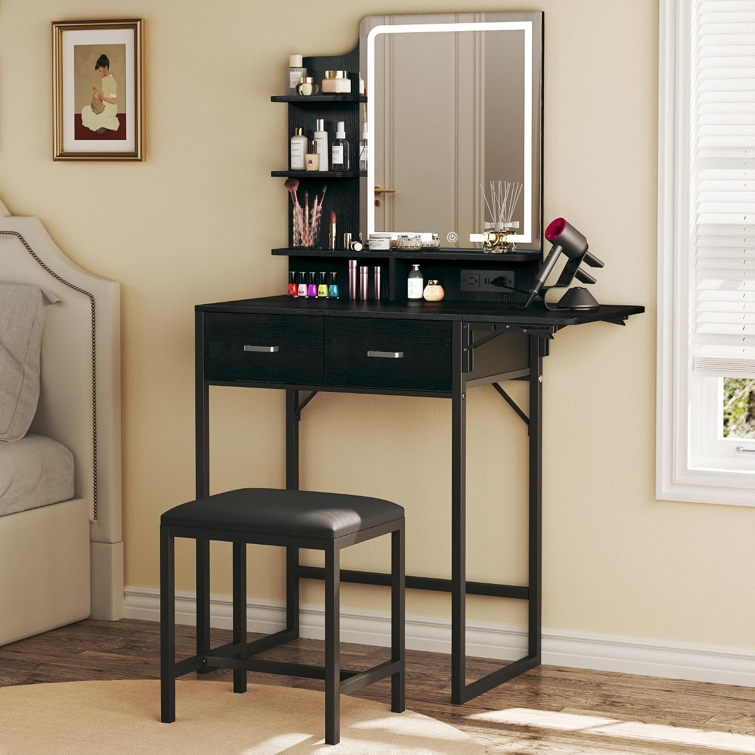 Desk Drawer Small - Makeup Vanity Desk with Mirror and