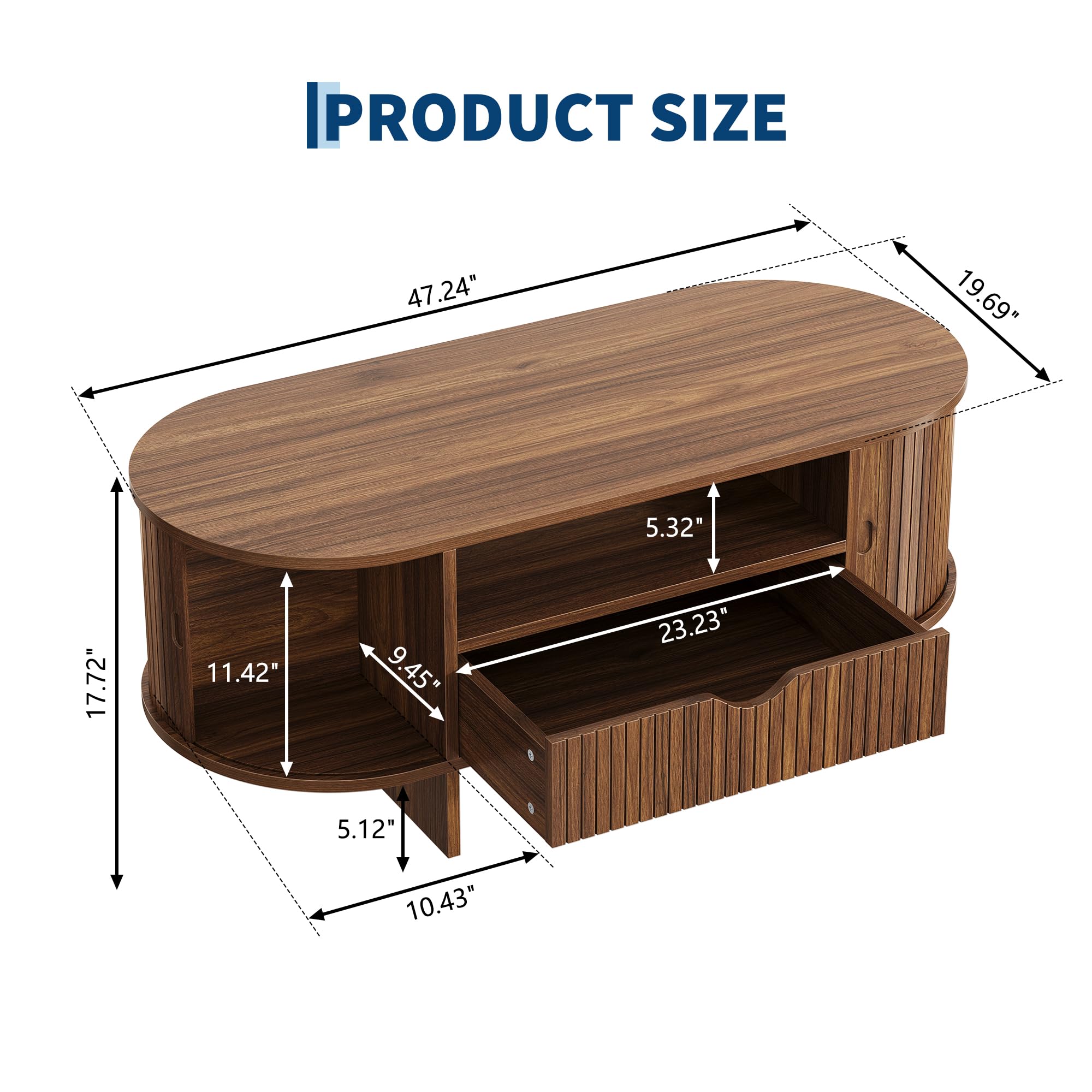 47.2in Oval Coffee Table With  - Desk Drawer Small ulasan dan harga