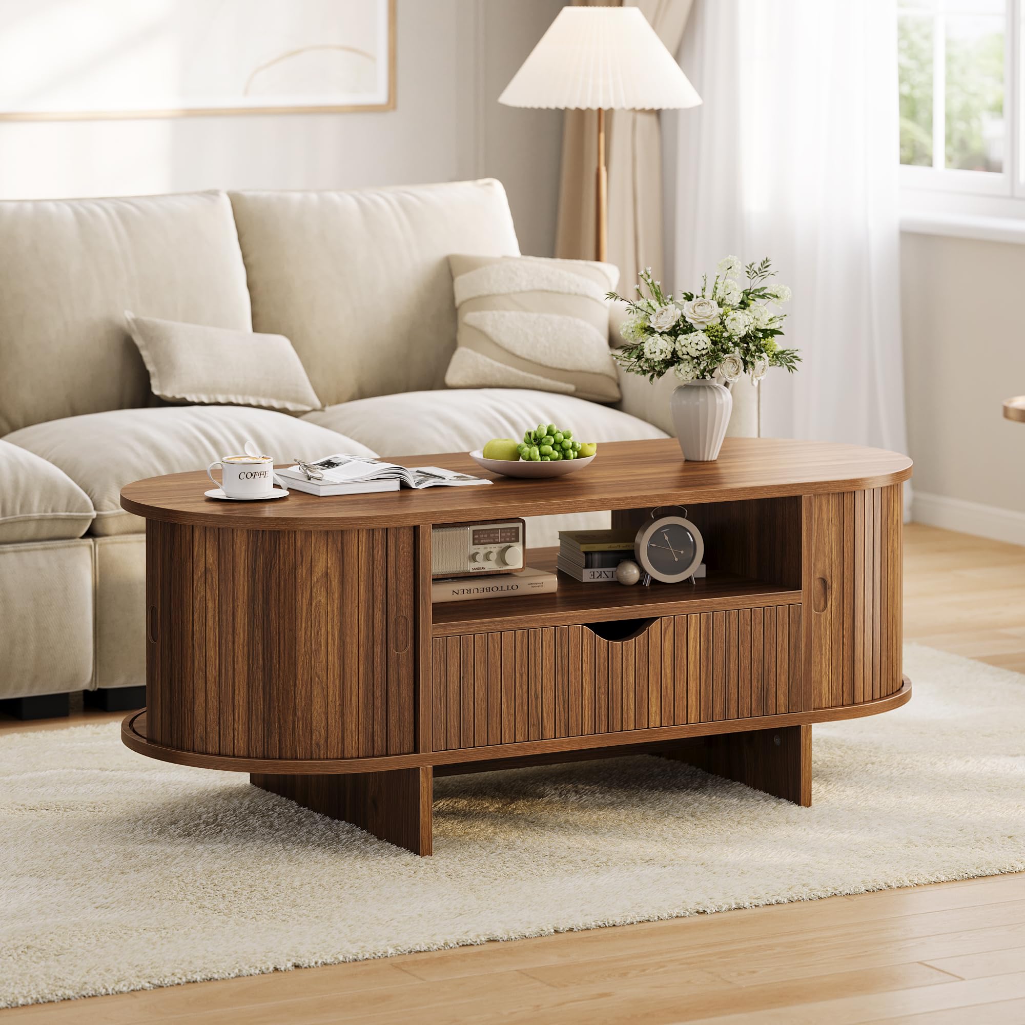 47.2in Oval Coffee Table With  - Desk Drawer Small ulasan dan harga