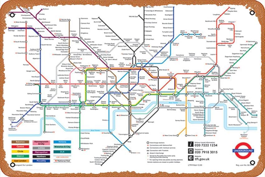 London Underground Map - Poste - Home Office London ulasan dan harga