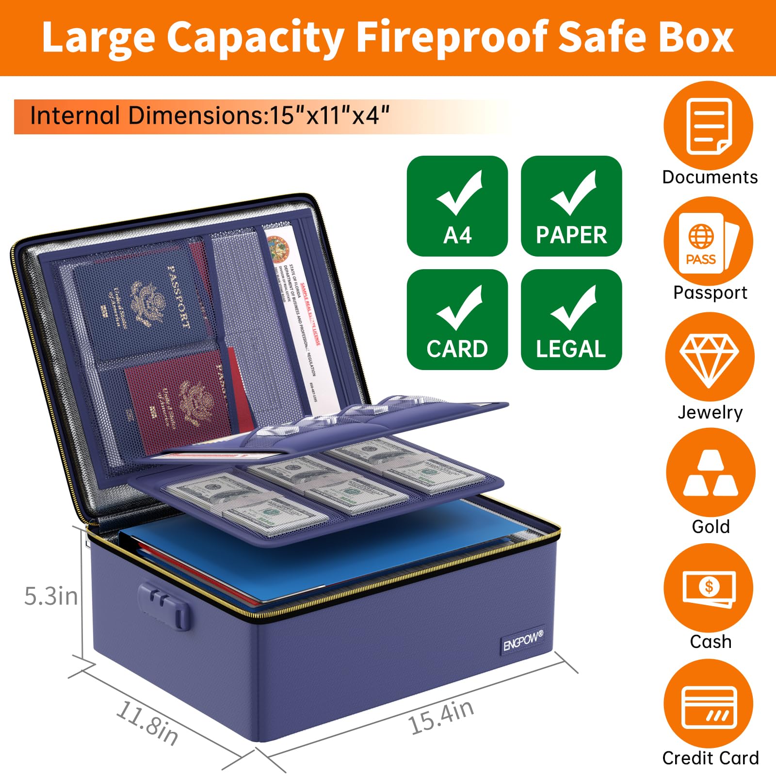 Back-to-School Fireproof Docum - Home Office Travel Document ulasan dan harga