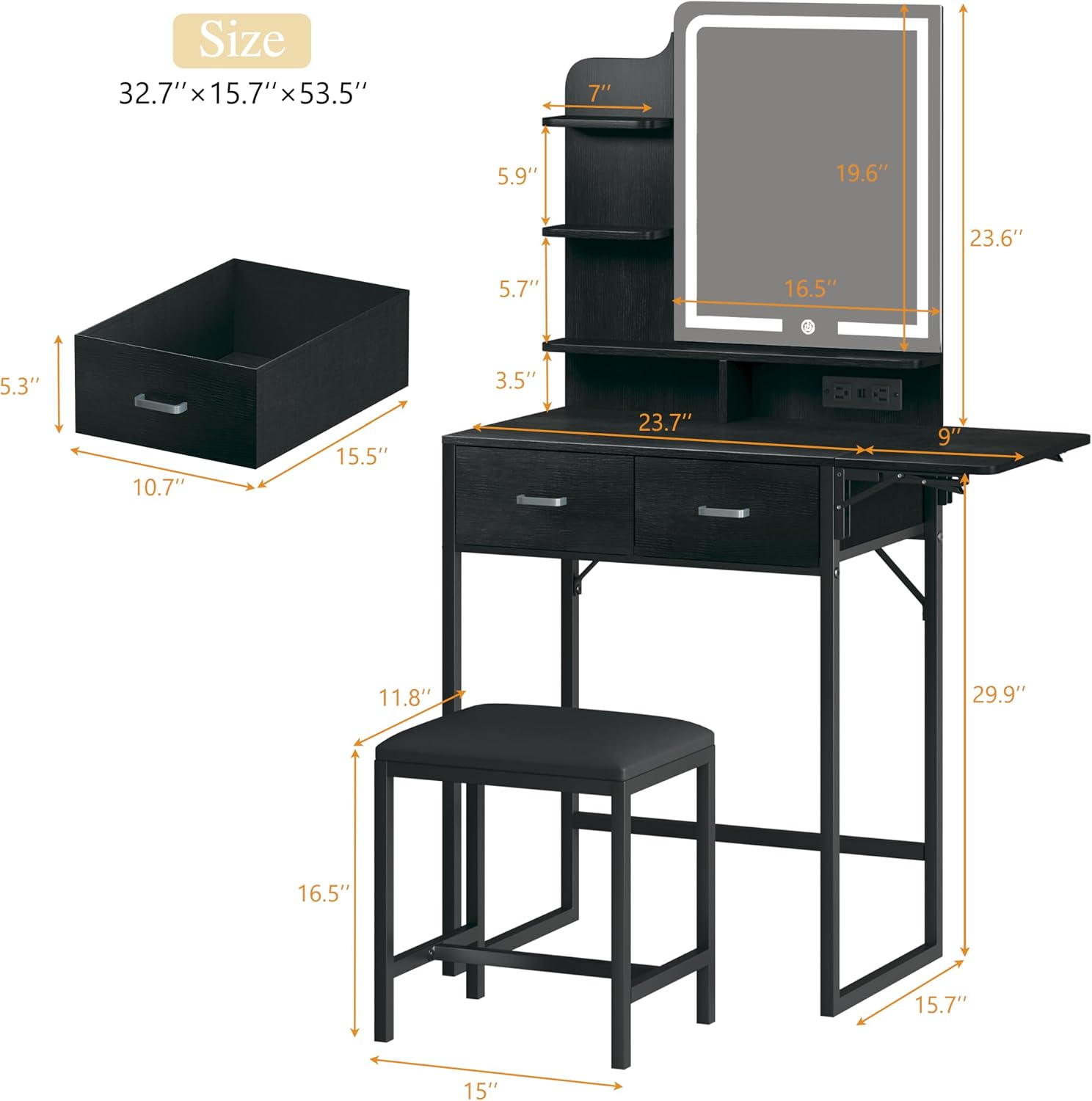 Makeup Vanity Desk with Mirror - Desk Drawer Small ulasan dan harga