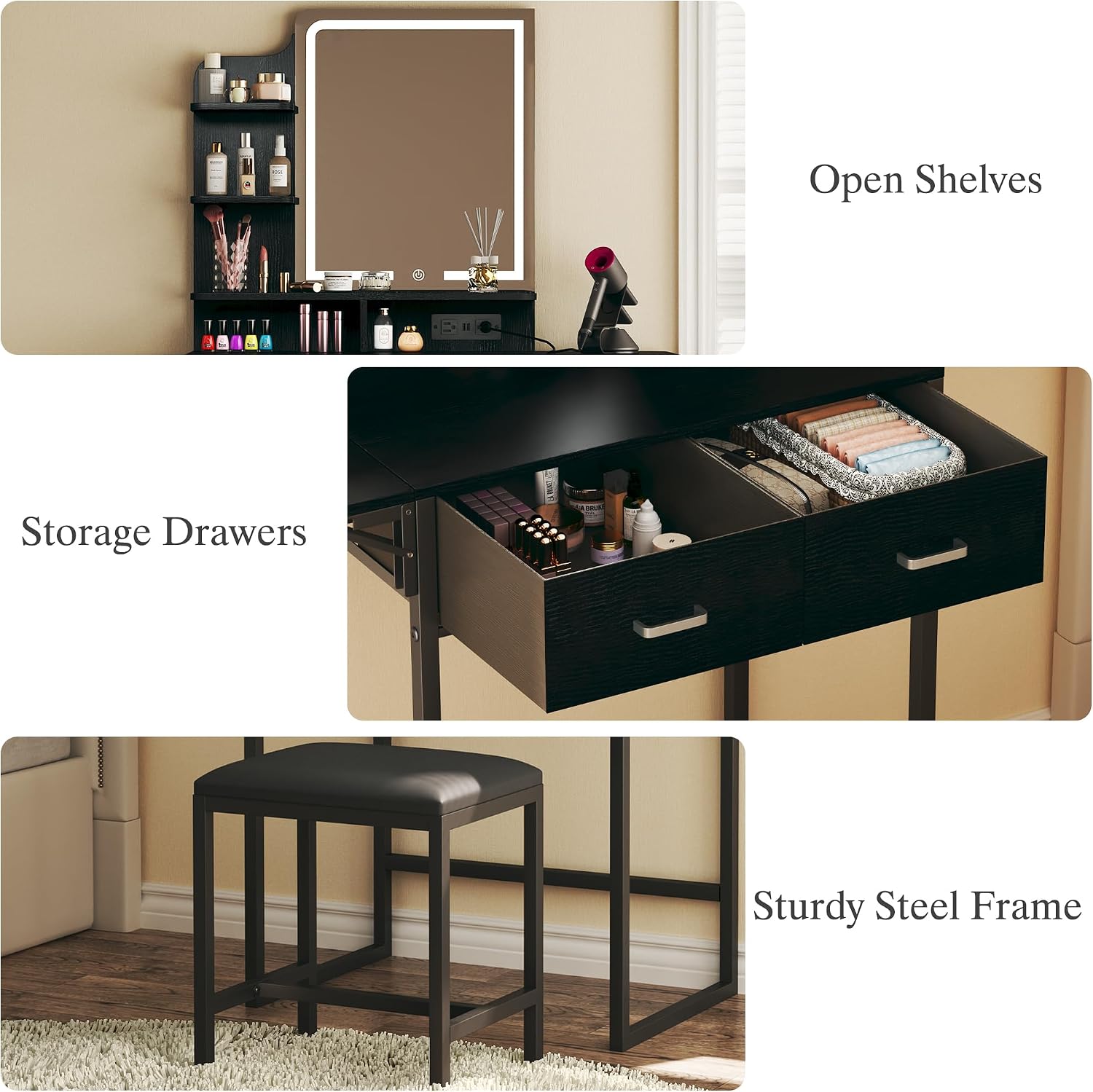 Makeup Vanity Desk with Mirror - Desk Drawer Small ulasan dan harga