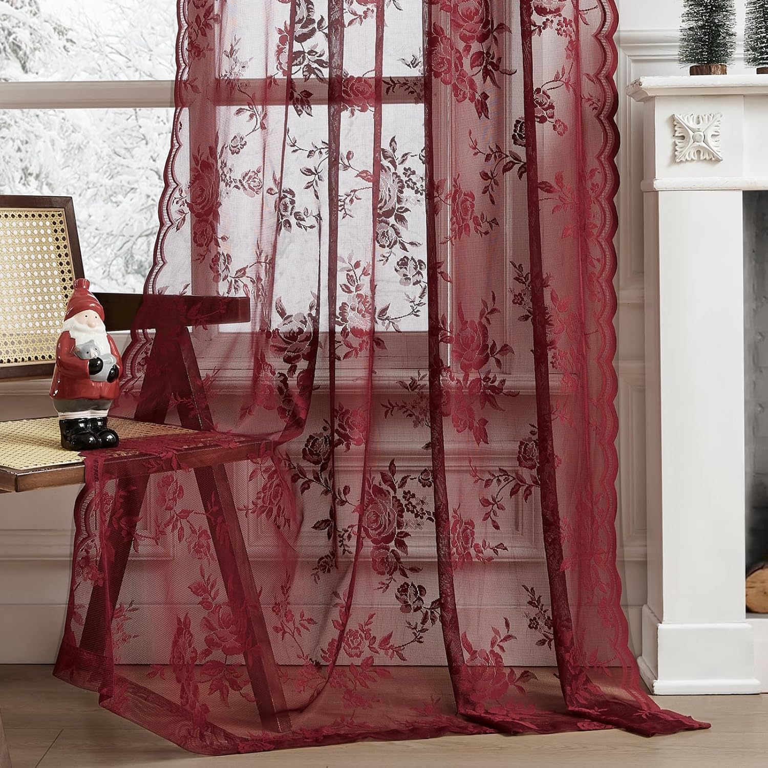 1 PC Burgundy Lace Curtains 45 - Home Office Setup Ideas ulasan dan harga