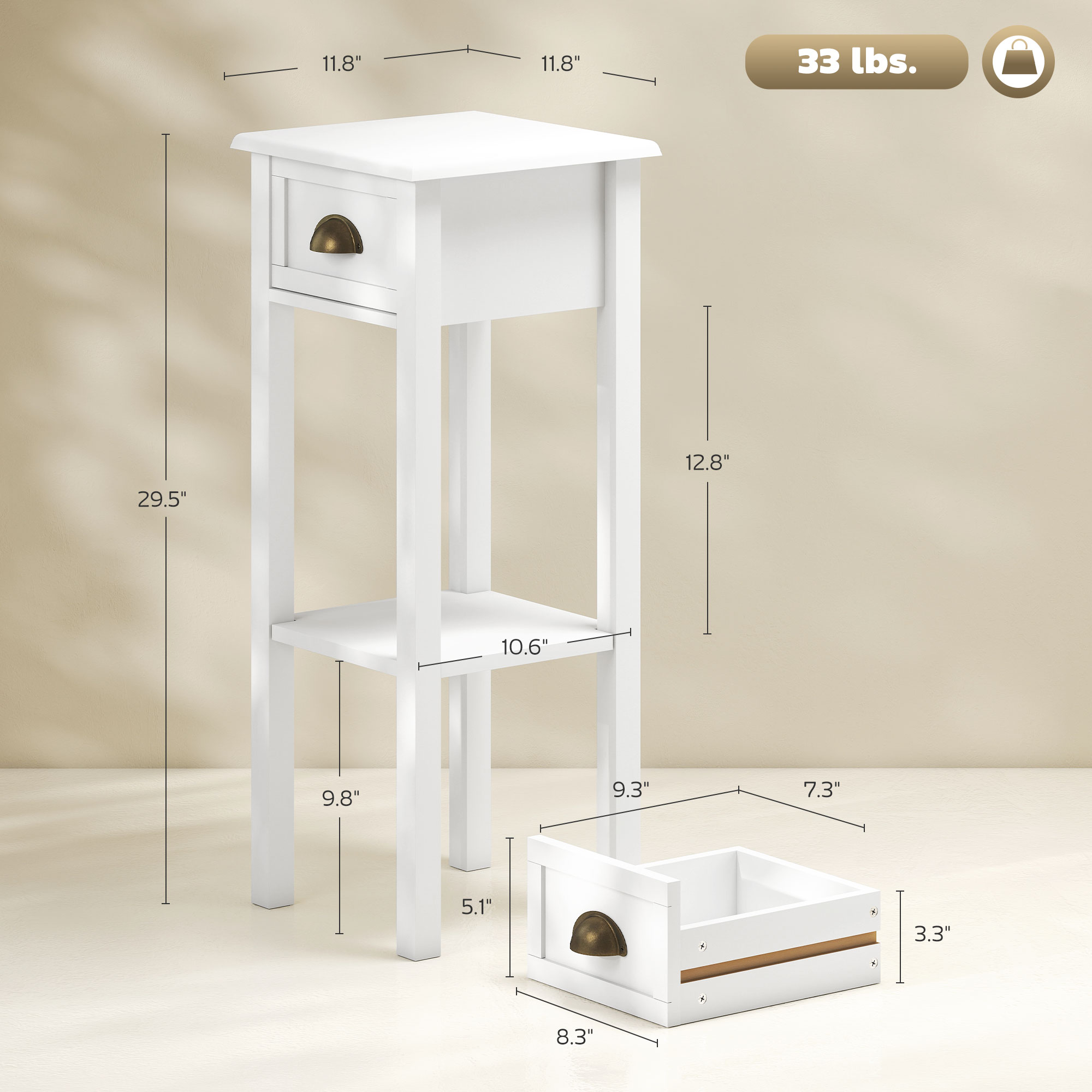 Homcom Narrow End Table with D - Desk Drawer Small ulasan dan harga