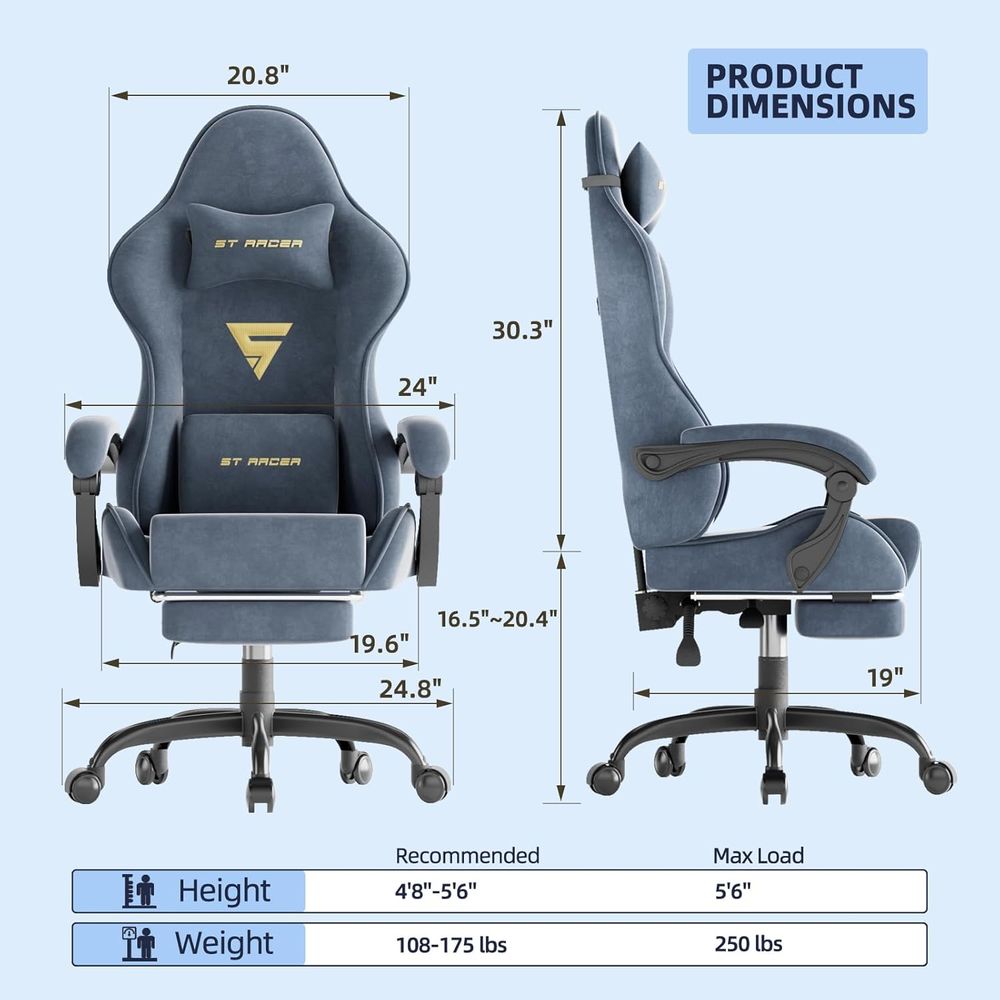 Ergonomic Gaming Chair with Fo - Home Office Or ulasan dan harga