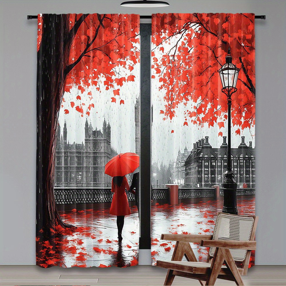 Romantic Autumn Red Leaves Cur - Home Office London ulasan dan harga