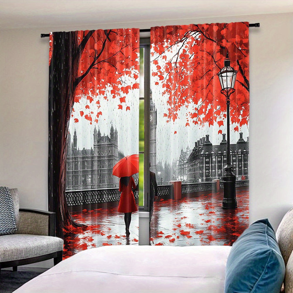 Romantic Autumn Red Leaves Cur - Home Office London ulasan dan harga