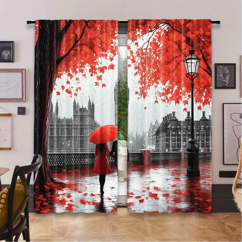 Romantic Autumn Red Leaves Cur - Home Office London ulasan dan harga